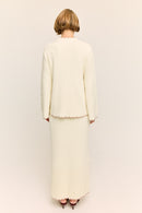 Camellia Scallop Knit Maxi Skirt Buttercream