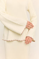 Jasmine Scallop Knit Nursing Sweater Buttercream