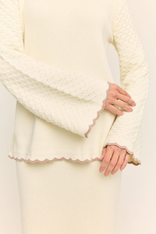 Jasmine Scallop Knit Nursing Sweater Buttercream