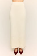 Camellia Scallop Knit Maxi Skirt Buttercream