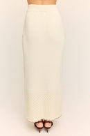 Camellia Scallop Knit Maxi Skirt Buttercream