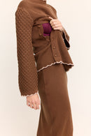 Jasmine Scallop Knit Nursing Sweater Chocolate
